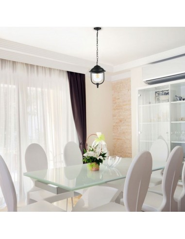 7529-Lampada LED da Soffitto a Lanterna con Portalampada E Max  Colore Nero l mm IP-5