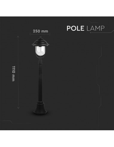 7530-Lampada LED da Terra a Lanterna con Portalampada E Max  Colore Nero hcm IP-3