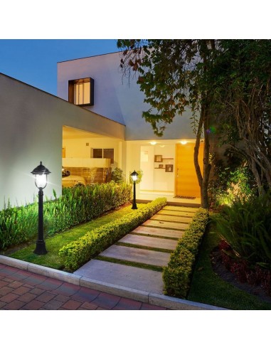 7530-Lampada LED da Terra a Lanterna con Portalampada E Max  Colore Nero hcm IP-4