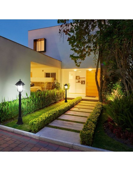 7530-Lampada LED da Terra a Lanterna con Portalampada E Max  Colore Nero hcm IP-4