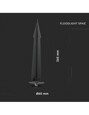 7538-Picchetto in Alluminio per Fari LED Colore Nero d mm Hmm-2