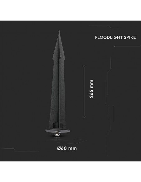 7538-Picchetto in Alluminio per Fari LED Colore Nero d mm Hmm-2