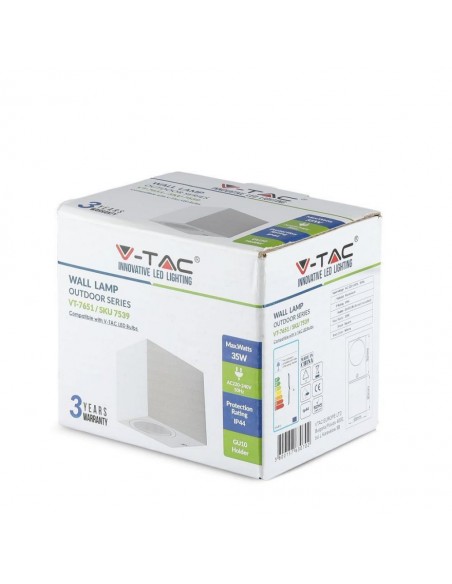 7539-Portafaretto LED da Muro Quadrato GU Max  Colore Bianco IP-2