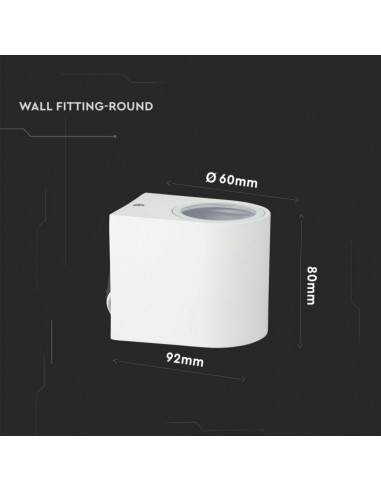 7540-Portafaretto LED da Muro Rotondo GU Max  Colore Bianco IP-3