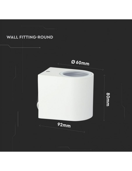 7540-Portafaretto LED da Muro Rotondo GU Max  Colore Bianco IP-3