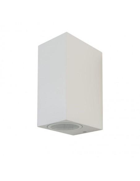 7541-Portafaretto LED Doppio da Muro xGU e GU MR Quadrato in Alluminio Colore Bianco IP-1