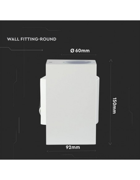 7541-Portafaretto LED Doppio da Muro xGU e GU MR Quadrato in Alluminio Colore Bianco IP-3