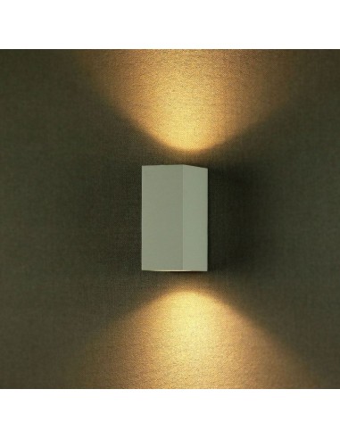 7541-Portafaretto LED Doppio da Muro xGU e GU MR Quadrato in Alluminio Colore Bianco IP-5