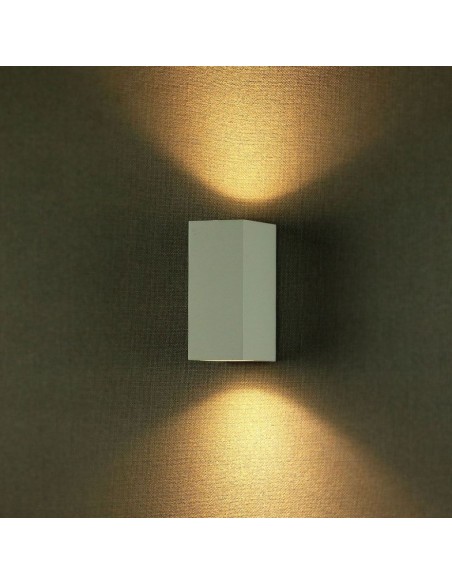 7541-Portafaretto LED Doppio da Muro xGU e GU MR Quadrato in Alluminio Colore Bianco IP-5