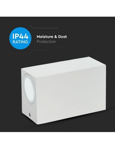 7541-Portafaretto LED Doppio da Muro xGU e GU MR Quadrato in Alluminio Colore Bianco IP-7