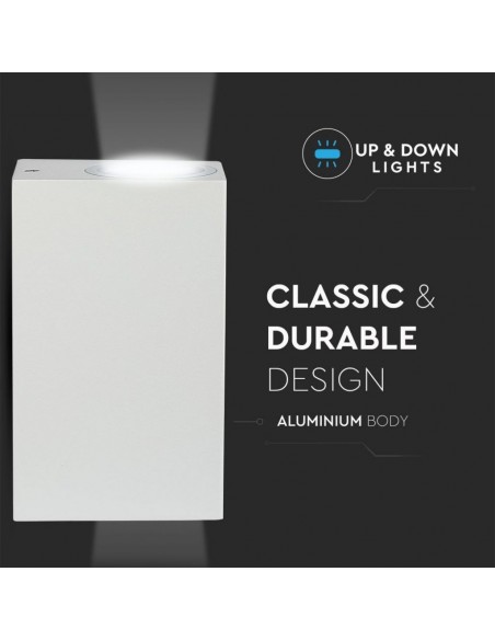 Portafaretto LED Doppio da Muro 2*GU10 e GU5.3 (MR16) Quadrato in Alluminio Bianco IP44