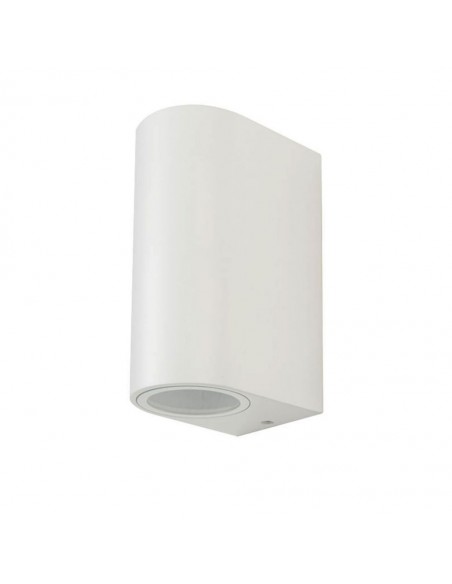 7542-Portafaretto LED Doppio da Muro xGU e GU MR Arrotondato in Alluminio Colore Bianco IP-1