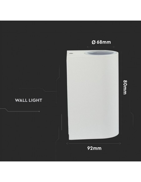 7542-Portafaretto LED Doppio da Muro xGU e GU MR Arrotondato in Alluminio Colore Bianco IP-3