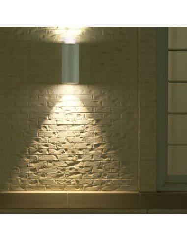 7542-Portafaretto LED Doppio da Muro xGU e GU MR Arrotondato in Alluminio Colore Bianco IP-4