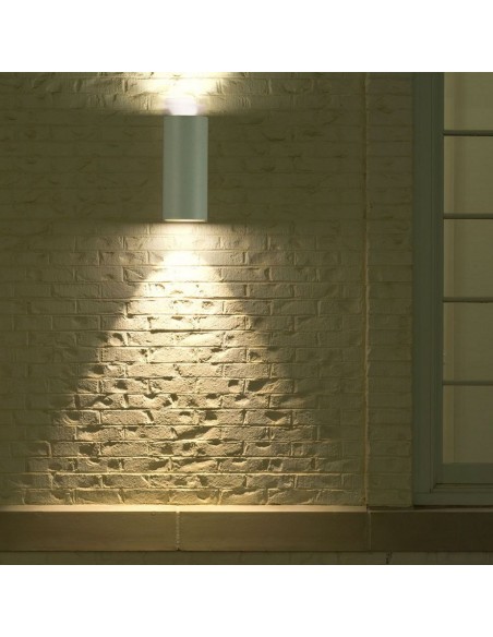 7542-Portafaretto LED Doppio da Muro xGU e GU MR Arrotondato in Alluminio Colore Bianco IP-4