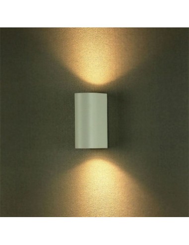 7542-Portafaretto LED Doppio da Muro xGU e GU MR Arrotondato in Alluminio Colore Bianco IP-5