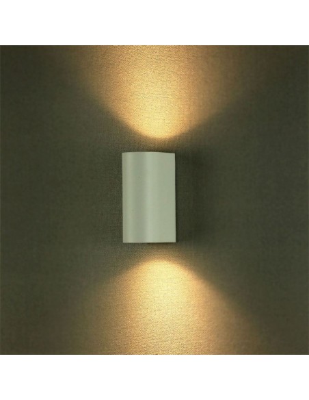 7542-Portafaretto LED Doppio da Muro xGU e GU MR Arrotondato in Alluminio Colore Bianco IP-5