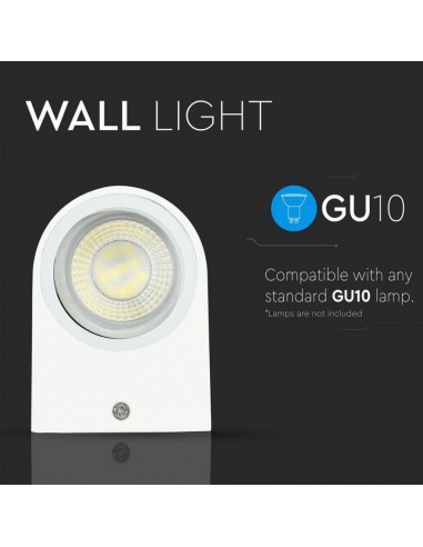 7542-Portafaretto LED Doppio da Muro xGU e GU MR Arrotondato in Alluminio Colore Bianco IP-6