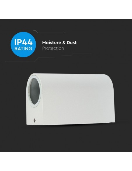 7542-Portafaretto LED Doppio da Muro xGU e GU MR Arrotondato in Alluminio Colore Bianco IP-7