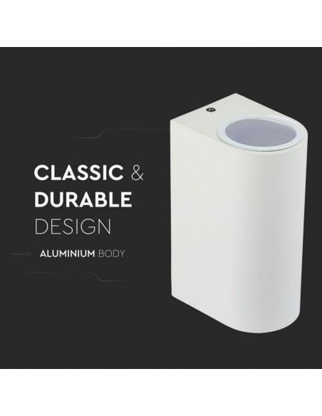 Portafaretto LED Doppio da Muro 2*GU10 e GU5.3 (MR16) Arrotondato in Alluminio Bianco IP44