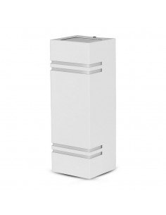 7543-Portafaretto LED Doppio da Muro xGU e GU MR Quadrato in Alluminio Colore Bianco IP-1