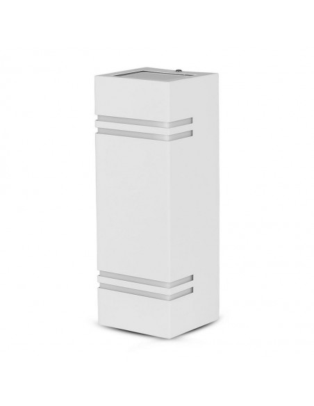 7543-Portafaretto LED Doppio da Muro xGU e GU MR Quadrato in Alluminio Colore Bianco IP-1