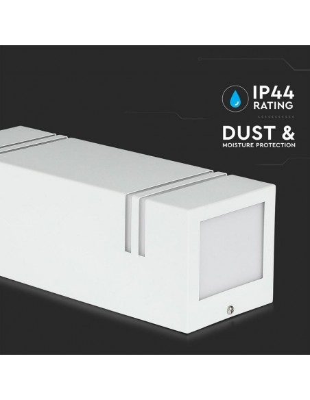 7543-Portafaretto LED Doppio da Muro xGU e GU MR Quadrato in Alluminio Colore Bianco IP-5