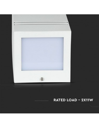 7543-Portafaretto LED Doppio da Muro xGU e GU MR Quadrato in Alluminio Colore Bianco IP-6