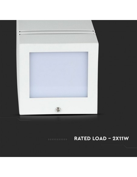 7543-Portafaretto LED Doppio da Muro xGU e GU MR Quadrato in Alluminio Colore Bianco IP-6