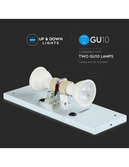 Portafaretto LED Doppio da Muro 2*GU10 e GU5.3 (MR16) Quadrato in Alluminio Bianco IP44