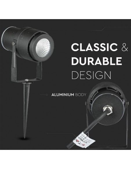 Faretto LED da Giardino 12W con Picchetto Nero Luce Verde IP65