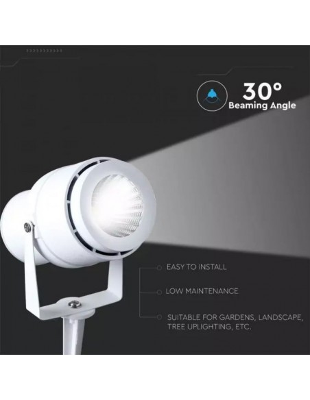 Faretto LED da Giardino 12W con Picchetto Bianco Luce Verde IP65