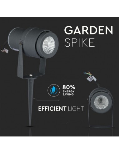 7552-Faretto LED da Giardino  con Picchetto Colore Grigio Luce Verde -7