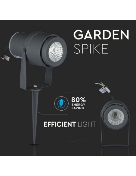 7552-Faretto LED da Giardino  con Picchetto Colore Grigio Luce Verde -7