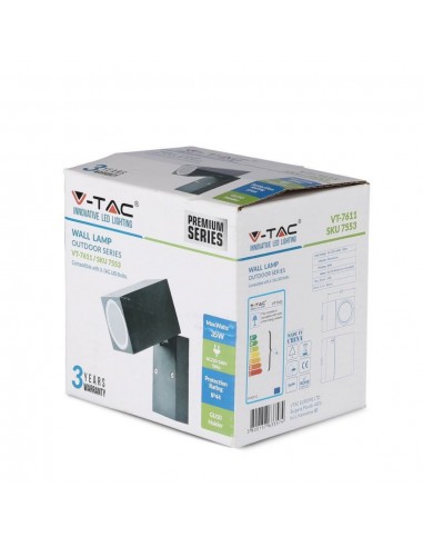 7553-Portafaretto LED da Muro Quadrato GU Max  Orientabile Colore Nero IP-2