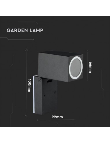 7553-Portafaretto LED da Muro Quadrato GU Max  Orientabile Colore Nero IP-3