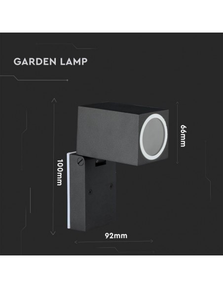 7553-Portafaretto LED da Muro Quadrato GU Max  Orientabile Colore Nero IP-3