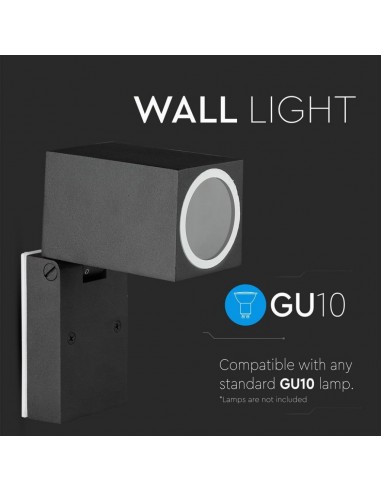 7553-Portafaretto LED da Muro Quadrato GU Max  Orientabile Colore Nero IP-5