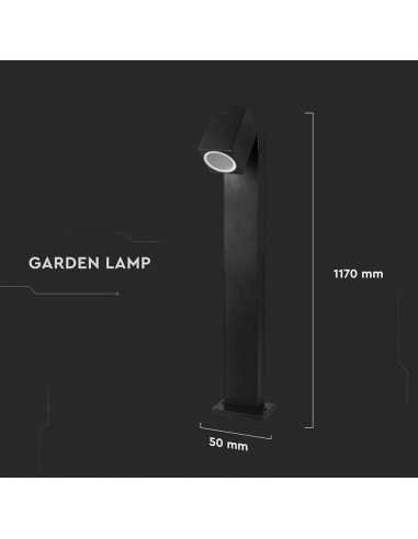 7554-Portafaretto LED Fissaggio a Terra GU Max  Orientabile Colore Nero IP-3