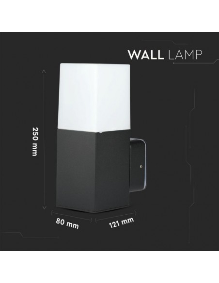 7563-Lampada LED da Giardino Quadrata con Portalampada GU Max  con Corpo Nero e Copertura Bianca h cm IP-3