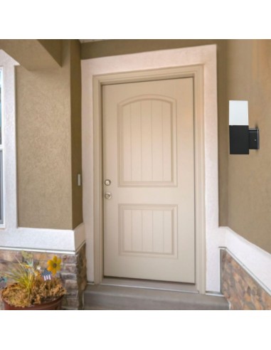 7563-Lampada LED da Giardino Quadrata con Portalampada GU Max  con Corpo Nero e Copertura Bianca h cm IP-5