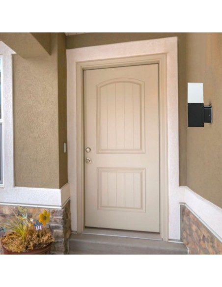 7563-Lampada LED da Giardino Quadrata con Portalampada GU Max  con Corpo Nero e Copertura Bianca h cm IP-5