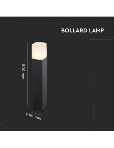 7564-Piantana LED da Giardino Quadrata con Portalampada GU Max  con Corpo Nero e Copertura Bianca h cm IP-3