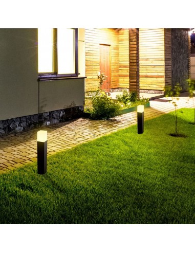 7564-Piantana LED da Giardino Quadrata con Portalampada GU Max  con Corpo Nero e Copertura Bianca h cm IP-5