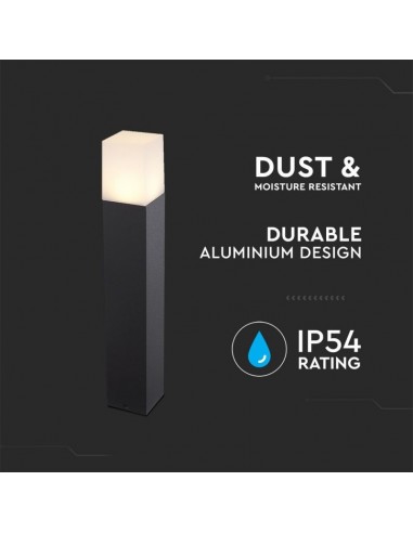 7564-Piantana LED da Giardino Quadrata con Portalampada GU Max  con Corpo Nero e Copertura Bianca h cm IP-6