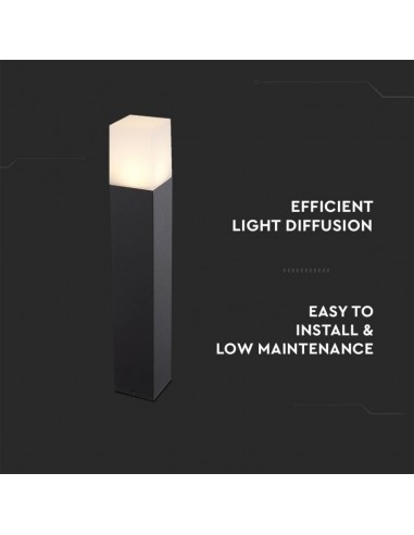 7564-Piantana LED da Giardino Quadrata con Portalampada GU Max  con Corpo Nero e Copertura Bianca h cm IP-7