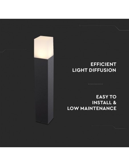 7564-Piantana LED da Giardino Quadrata con Portalampada GU Max  con Corpo Nero e Copertura Bianca h cm IP-7