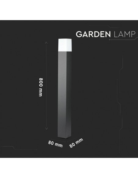 7565-Piantana LED da Giardino Quadrata con Portalampada GU Max  con Corpo Nero e Copertura Bianca h cm IP-3