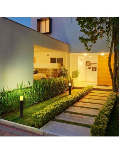 7567-Piantana LED da Giardino Cilindrica con Portalampada GU Max  con Corpo Nero e Copertura Bianca h cm IP-4