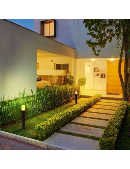 7567-Piantana LED da Giardino Cilindrica con Portalampada GU Max  con Corpo Nero e Copertura Bianca h cm IP-4